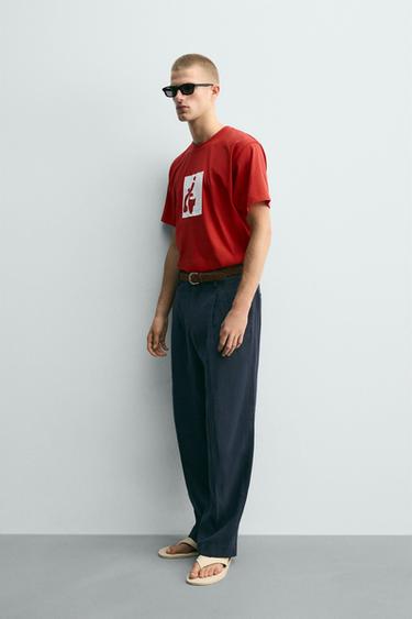 CONTRAST GRAPHIC T-SHIRT - White / Red by Zara - Image 3