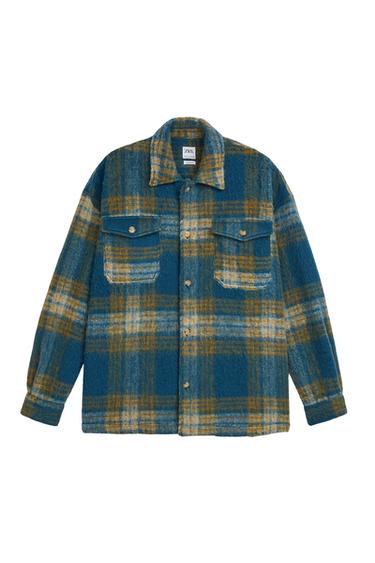 WOOL BLEND WAFFLE KNIT OVERSHIRT