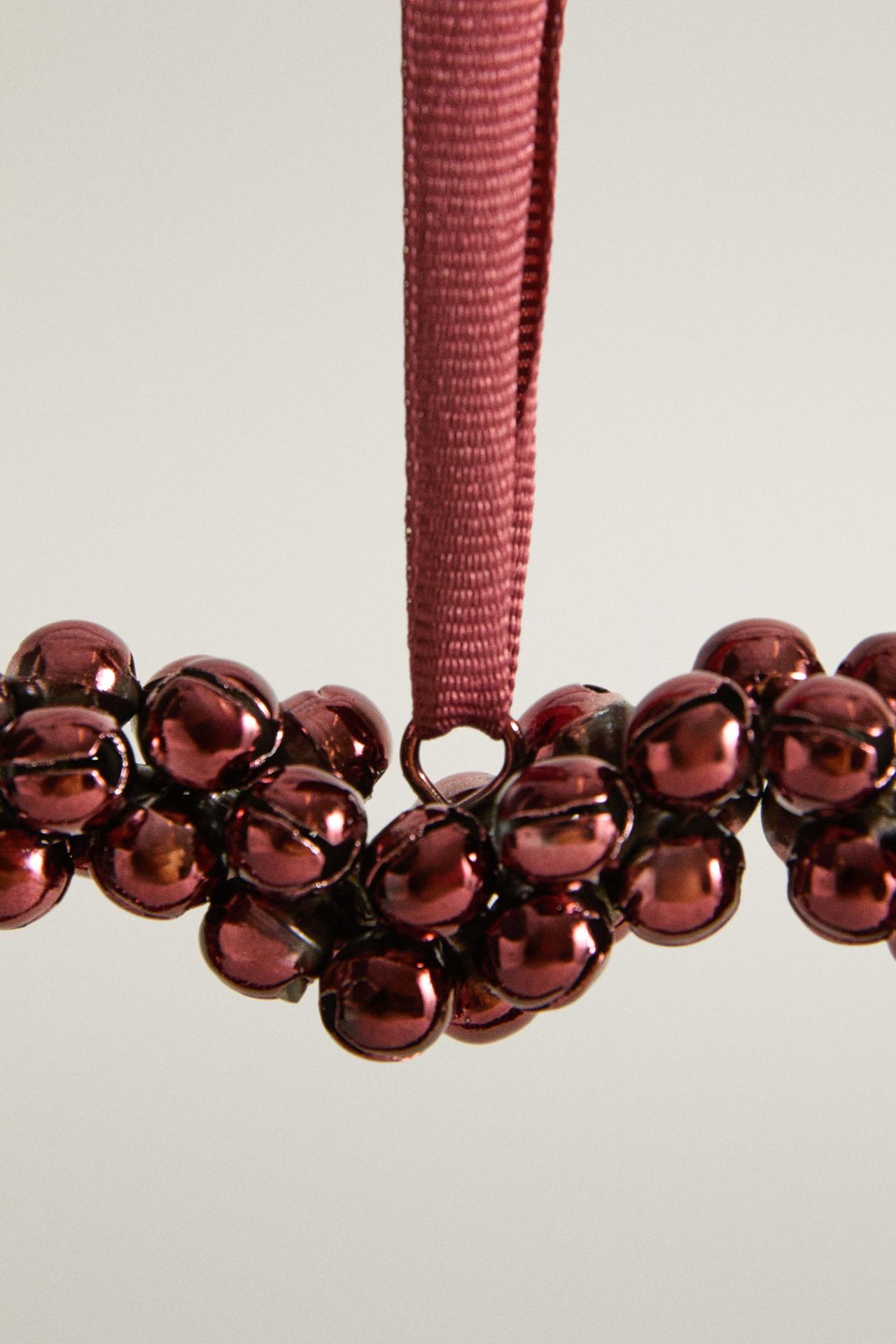 HEART SLEIGH BELLS CHRISTMAS TREE DECORATION — Red
