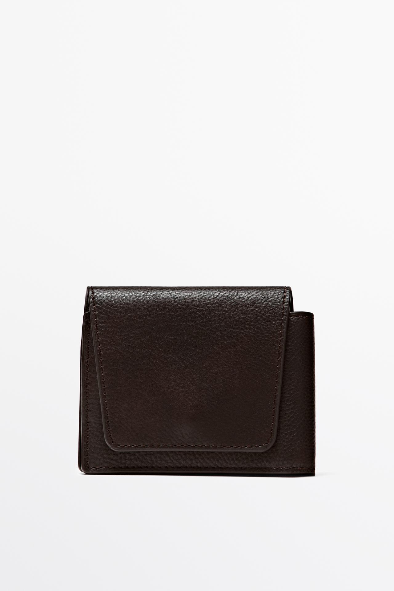 Flap nappa leather wallet — Brown