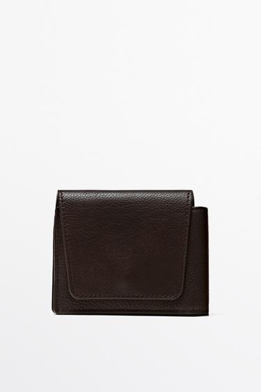 Cartera solapa piel napa - Marrón de Zara - Imagen 0