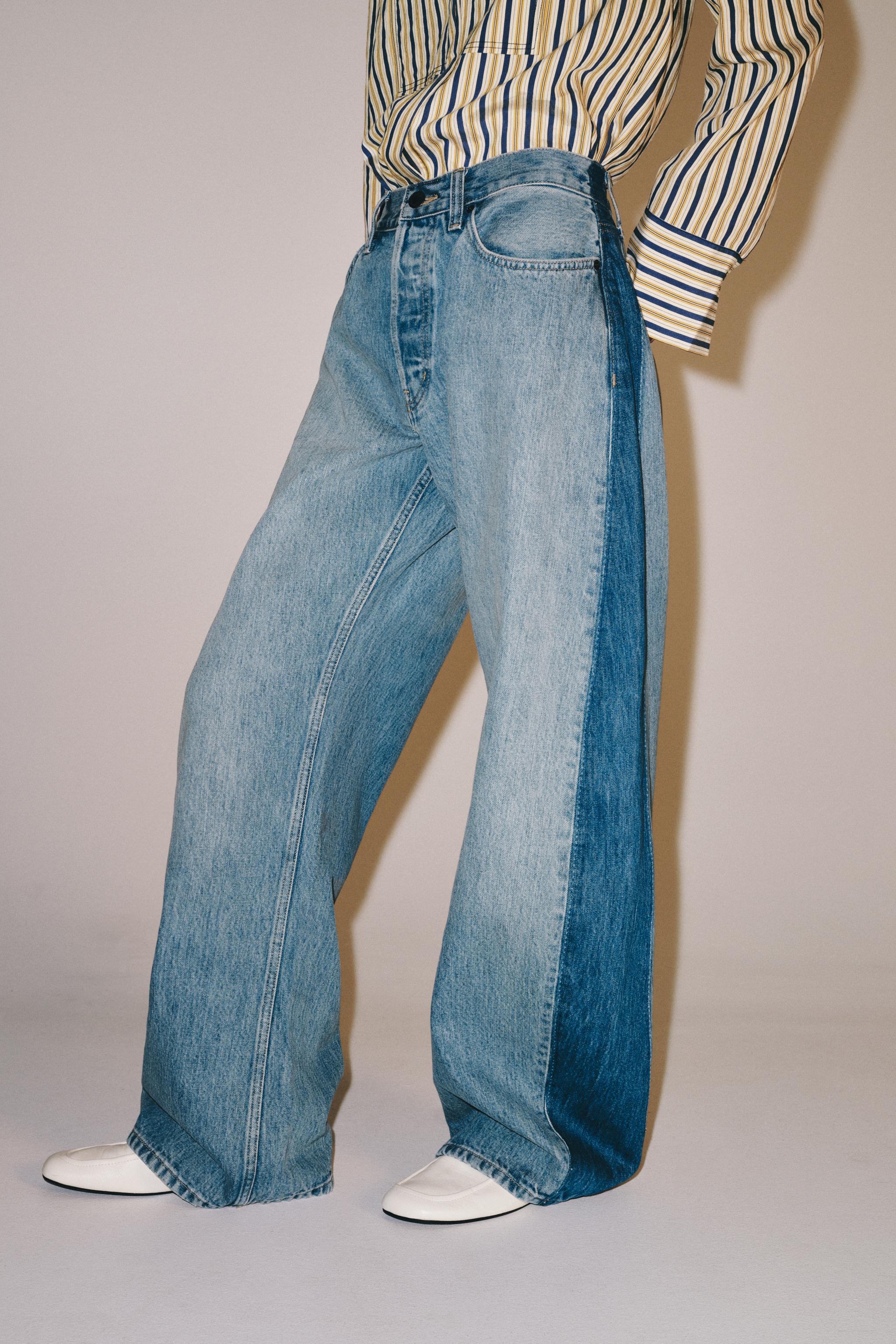 Zara ZW COLLECTION BARREL OVAL KESİM ORTA BEL PATCHWORK JEAN görsel 4