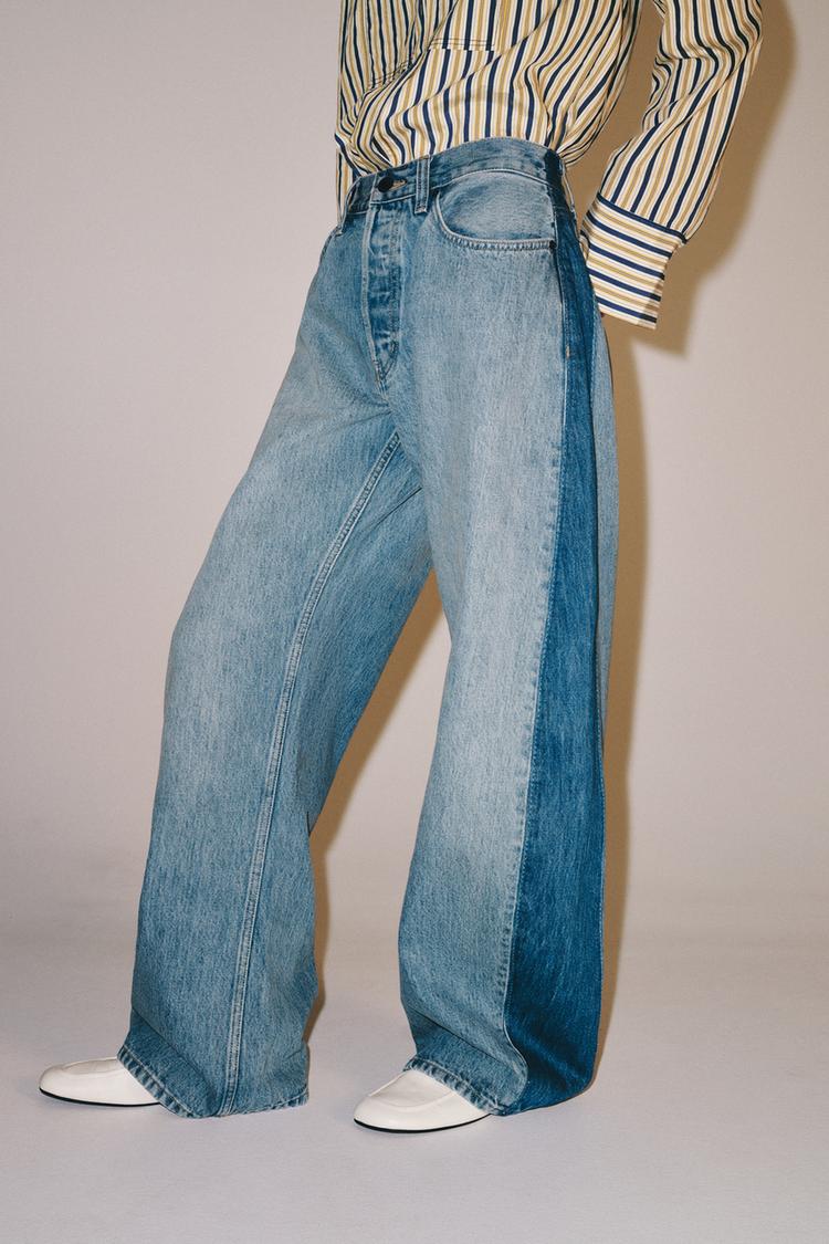 Jeans ZW COLLECTION de tiro medio y pierna barril con patchwork 4