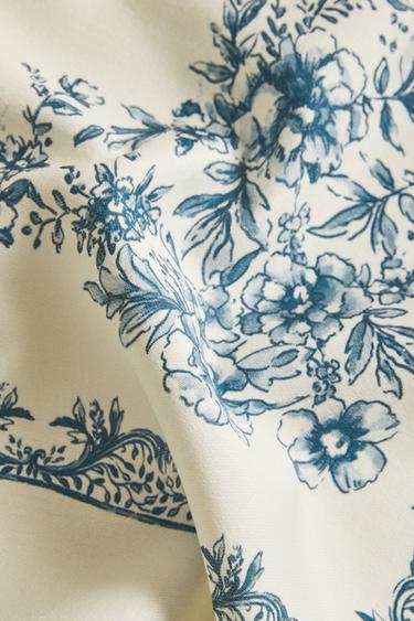 NAPPE SATINÉE FLEURS - Bleu de Zara - Image 3