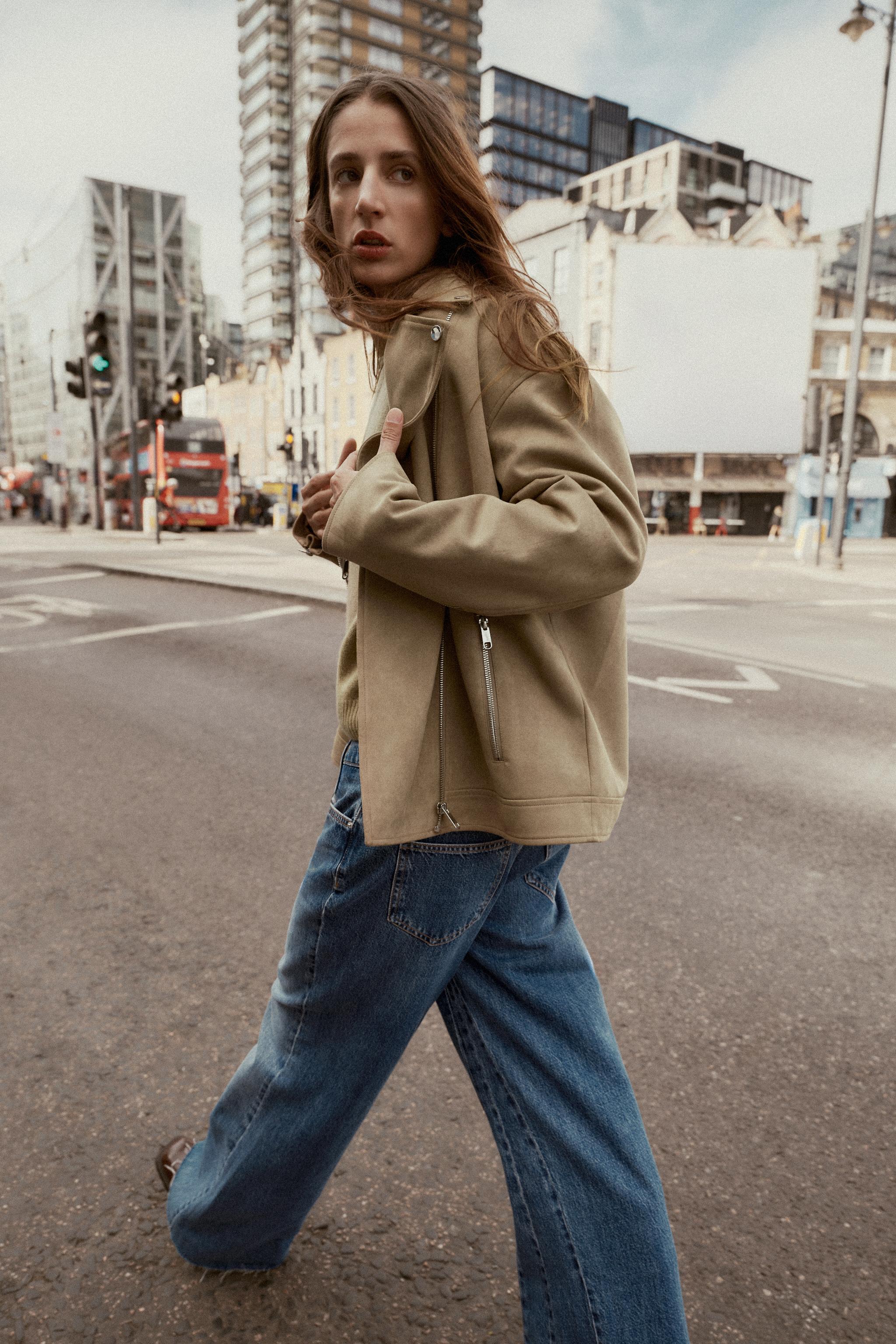 値下げ！ZARA/スエード風バイカージャケット スエード風バイカージャケット - ゴールデンブラウン | ZARA