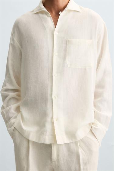 CHEMISE FLUIDE REGULAR FIT - Blanc cassé de Zara - Image 4