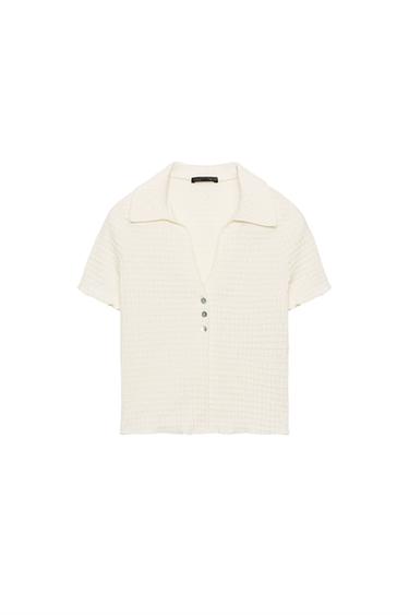 TEXTURED CROP TOP - Ecru by Zara