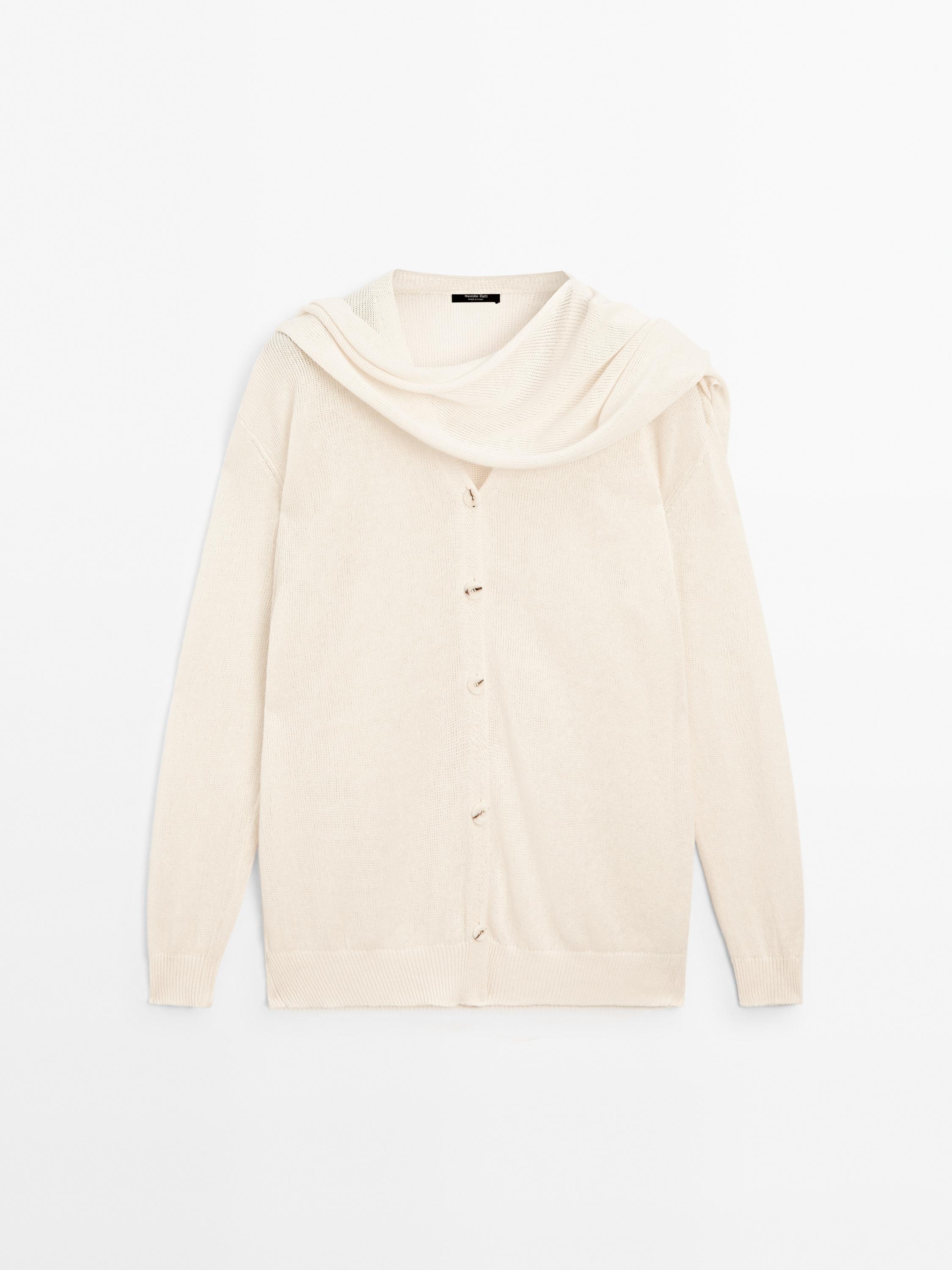 Cardigan foulard en lin mélangé