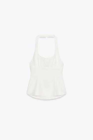 TOP HALTER LAZOS - Blanco de Zara
