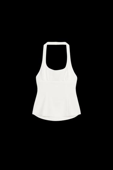 HALTER-TOP MIT SCHLEIFEN - Weiß von Zara - Bild 0