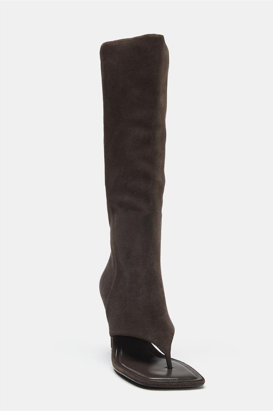 BOTTES OUVERTURE AVANT CUIR - Gris foncé de Zara - Image 3