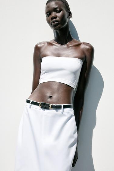 BELTED STRAIGHT MIDI SKIRT - White by Zara - Image 2
