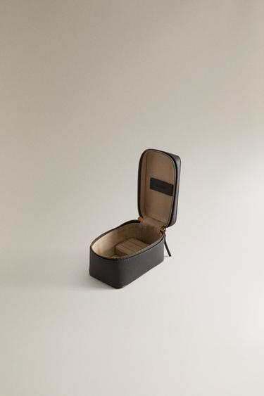 LEATHER TRAVEL JEWELLERY BOX - Chocolate Brown by Zara - Image 3