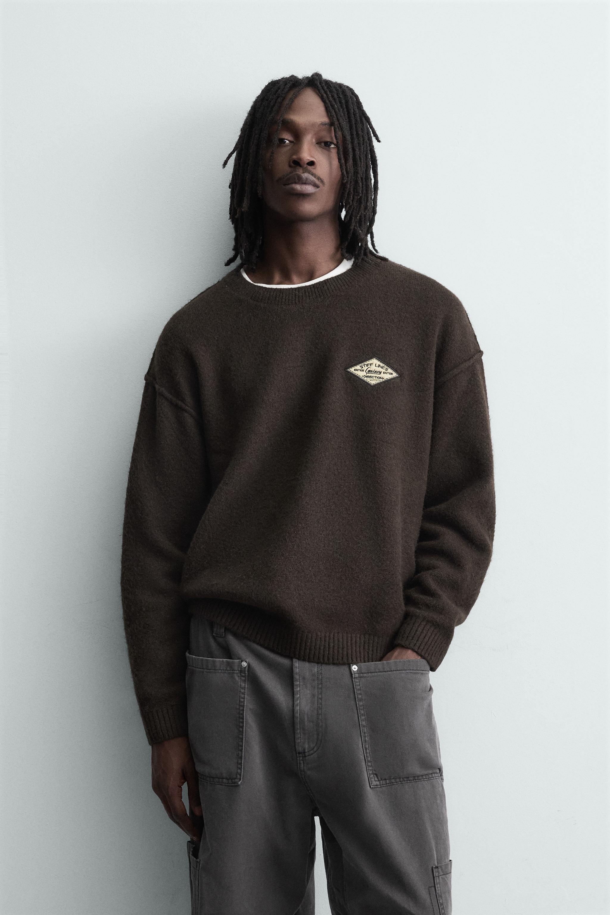 JACQUARD TEXT JUMPER - Brown | ZARA United States
