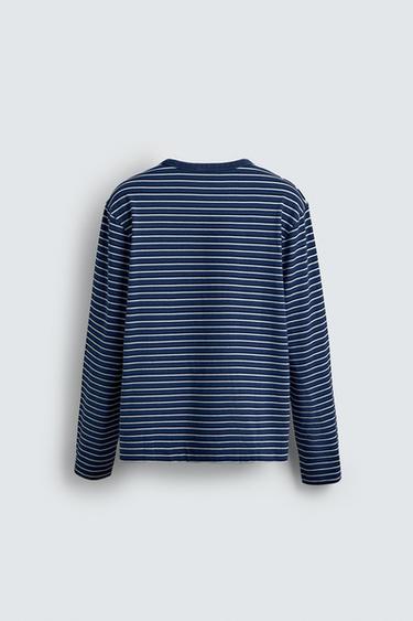 JACQUARD STRIPE T-SHIRT - Blue / Indigo by Zara - Image 7