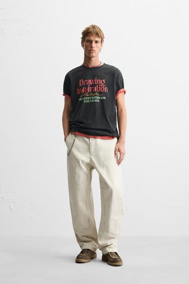 WASHED PRINT T-SHIRT - Dark anthracite by Zara - Image 0