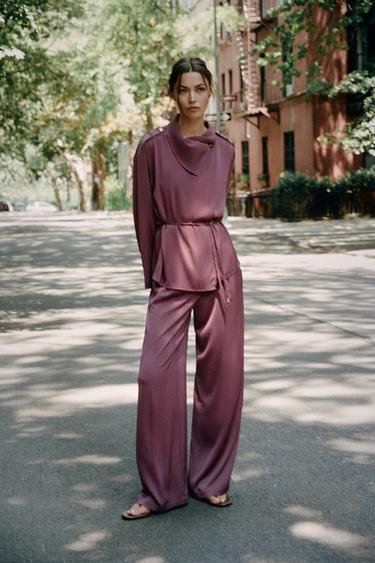 PANTALÓN ANCHO FLUIDO - MARSALA de Zara - Imagen 0