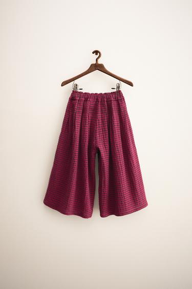 ZARA TIMELESS - CHECK PRINT TROUSERS - Fuchsia by Zara - Image 1