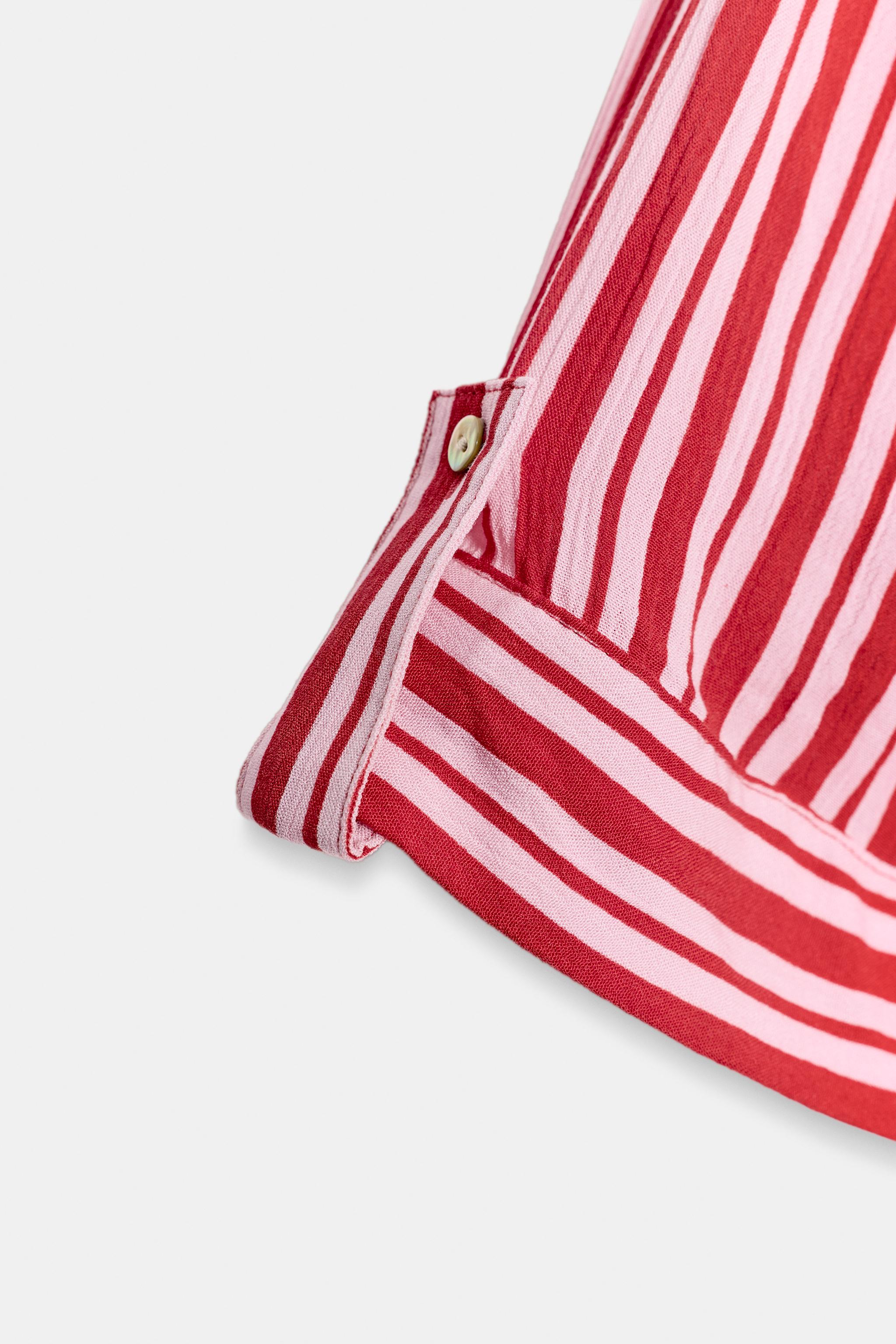 Женские рубашки Zara FLOWY STRIPED SHIRT — фото 8