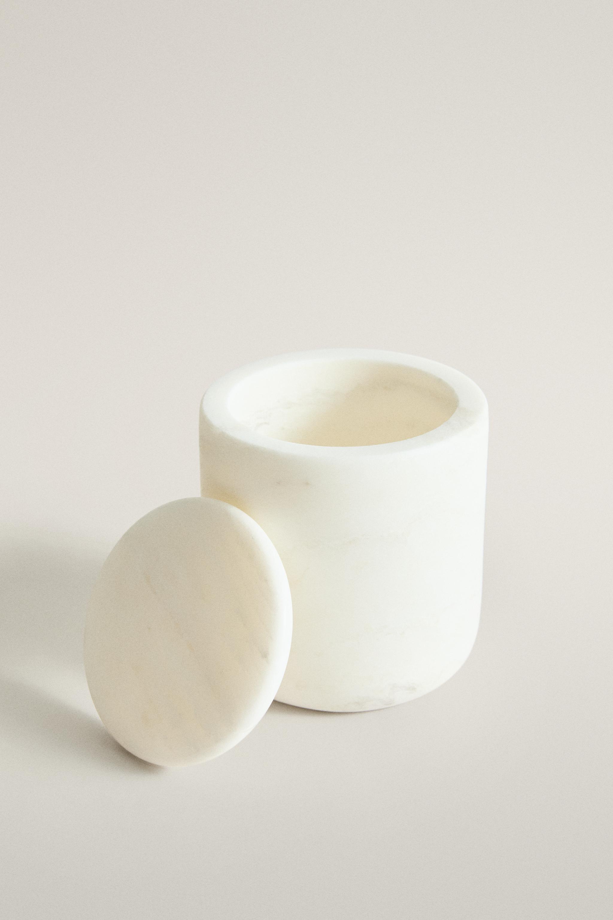 POT DE RANGEMENT SALLE DE BAIN MARBRE BLANC