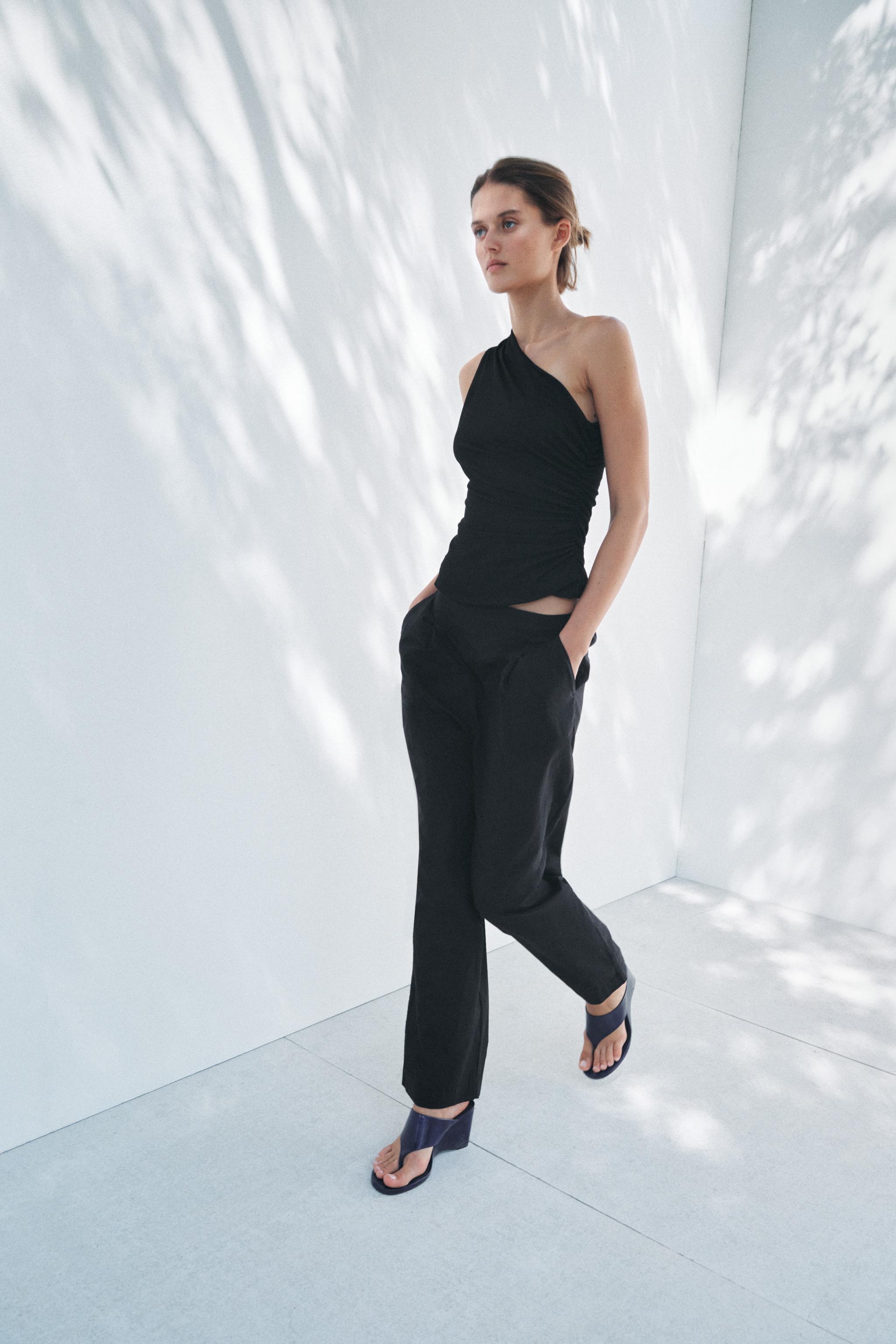 RUCHED ASYMMETRIC TOP - Black | ZARA United States RUCHED ASYMMETRIC TOP - Black | ZARA United States