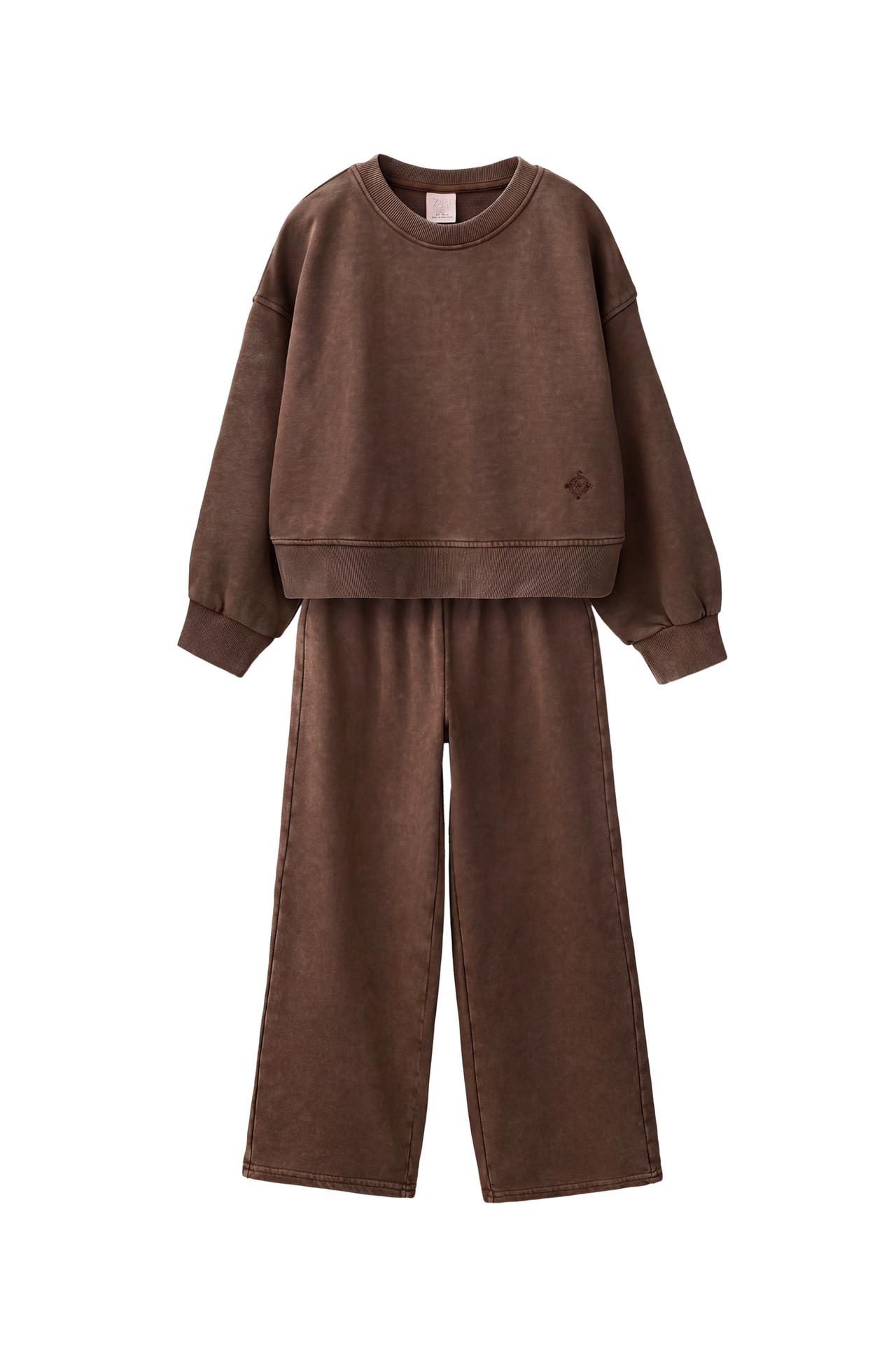 WASHED-EFFECT SWEATSHIRT AND TROUSERS SET