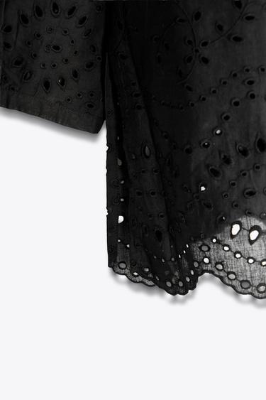 ZW COLLECTION EMBROIDERED BLOUSE - Black by Zara - Image 7