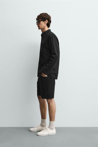 REGULAR FIT LINEN - COTTON SHIRT - Black by Zara - Image 3