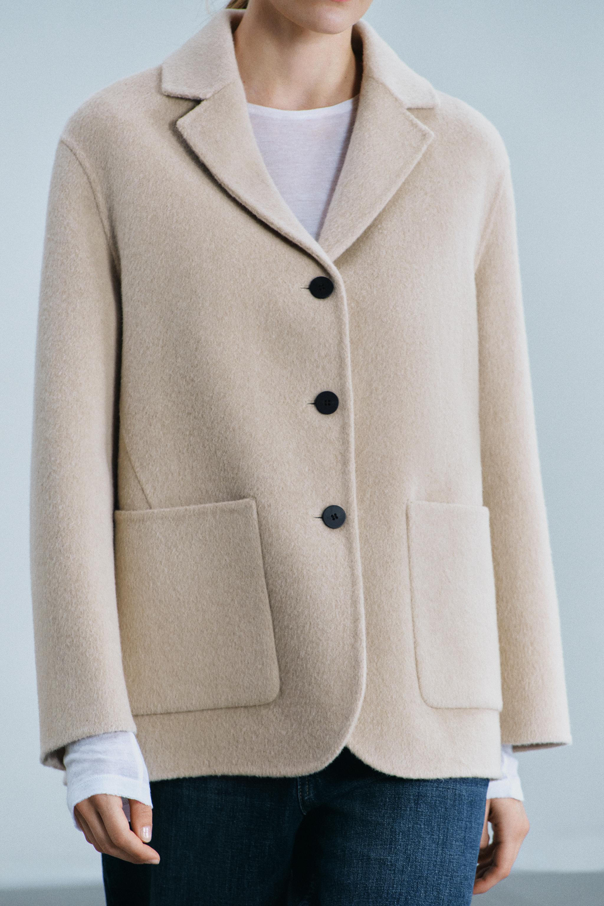 ZW COLLECTION ウール混ショートコート - ベージュ | ZARA Japan / 日本