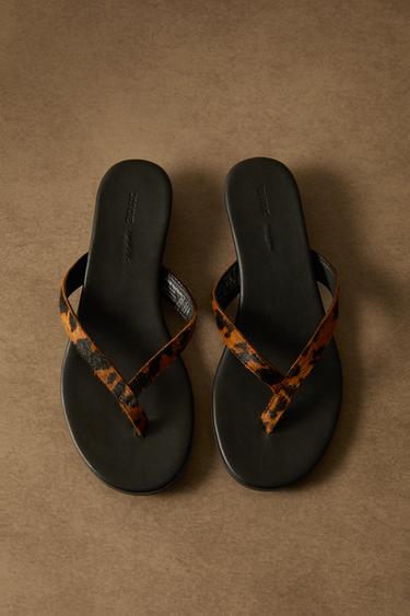 SANDALES CUIR TALON IMPRIMÉ ANIMAL - Noir de Zara - Image 6