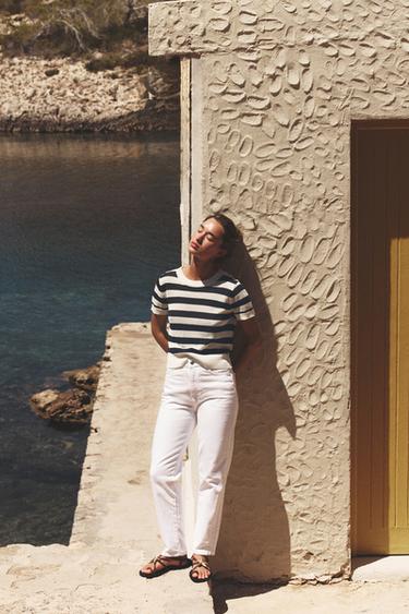 Zara STRIPED KNIT TOP - striped