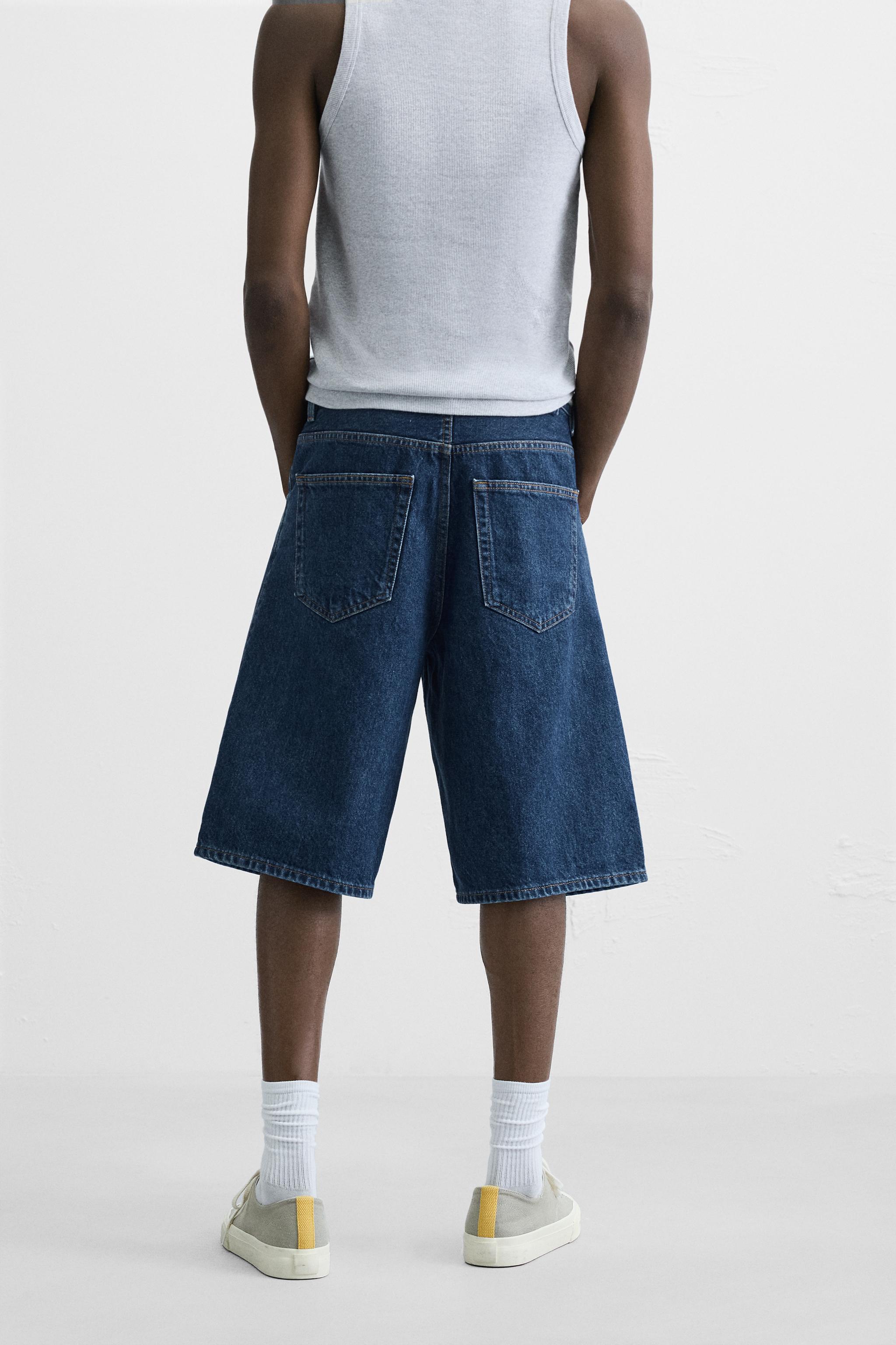 【ZARA】バギーフィットデニムバミューダパンツ 5585/400/400 バギーフィットデニムバミューダパンツ - ブルー | ZARA Japan