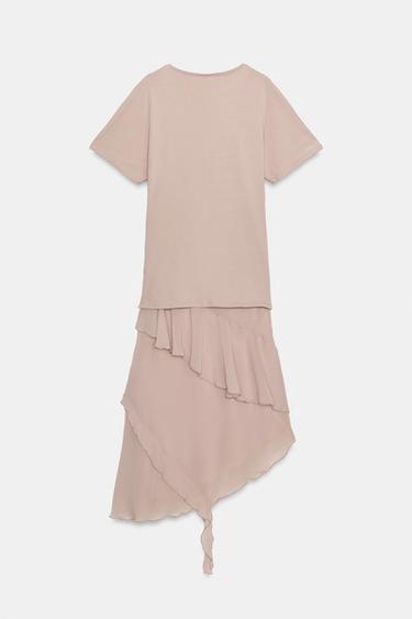 ROBE BIMATIÈRE À VOLANTS - rose poudré de Zara - Image 8