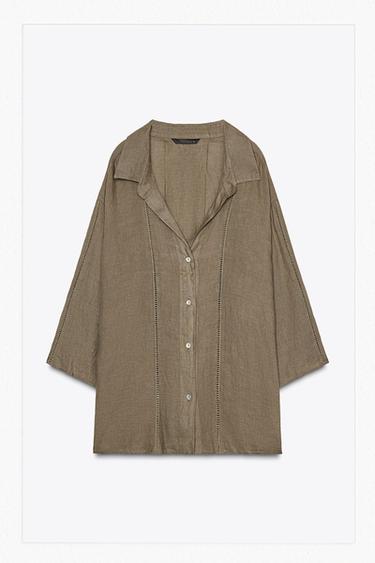 ZW COLLECTION 100% LINEN SHIRT - Brown / Taupe by Zara