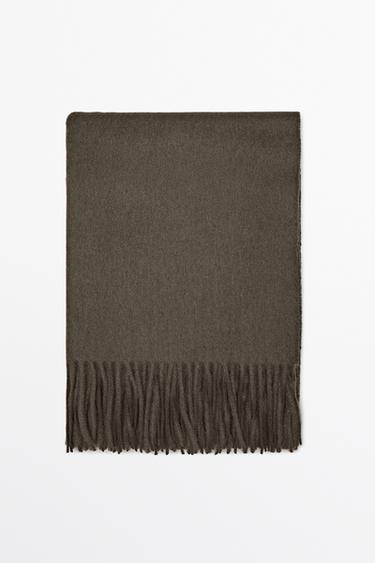 Wool blend scarf with fringing — Black gold 1