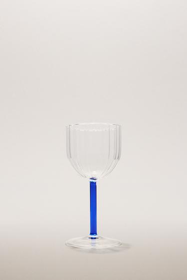 BOROSILICATE GLASS WITH COLOURED STEM - Blue by Zara