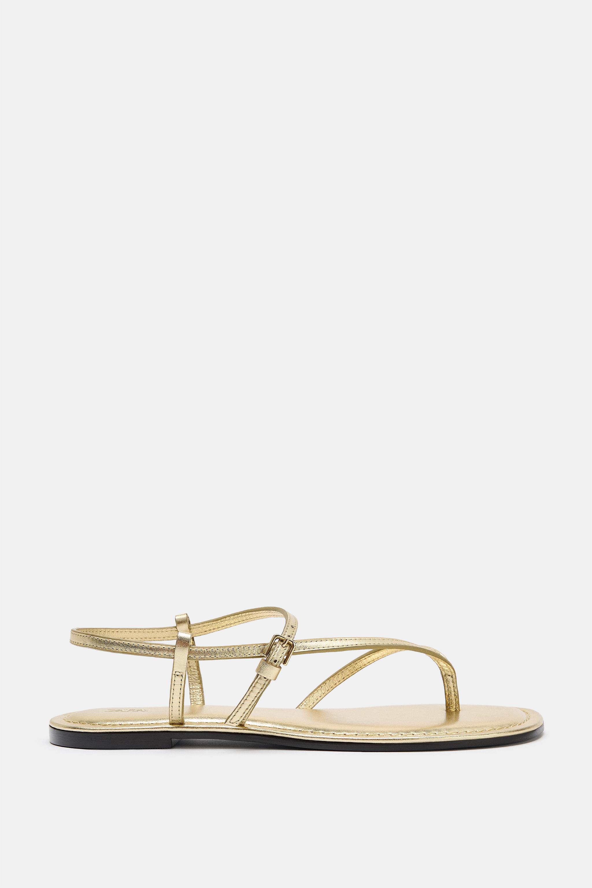 Женские сандалии Zara METALLIC EFFECT LEATHER SANDALS — фото 2