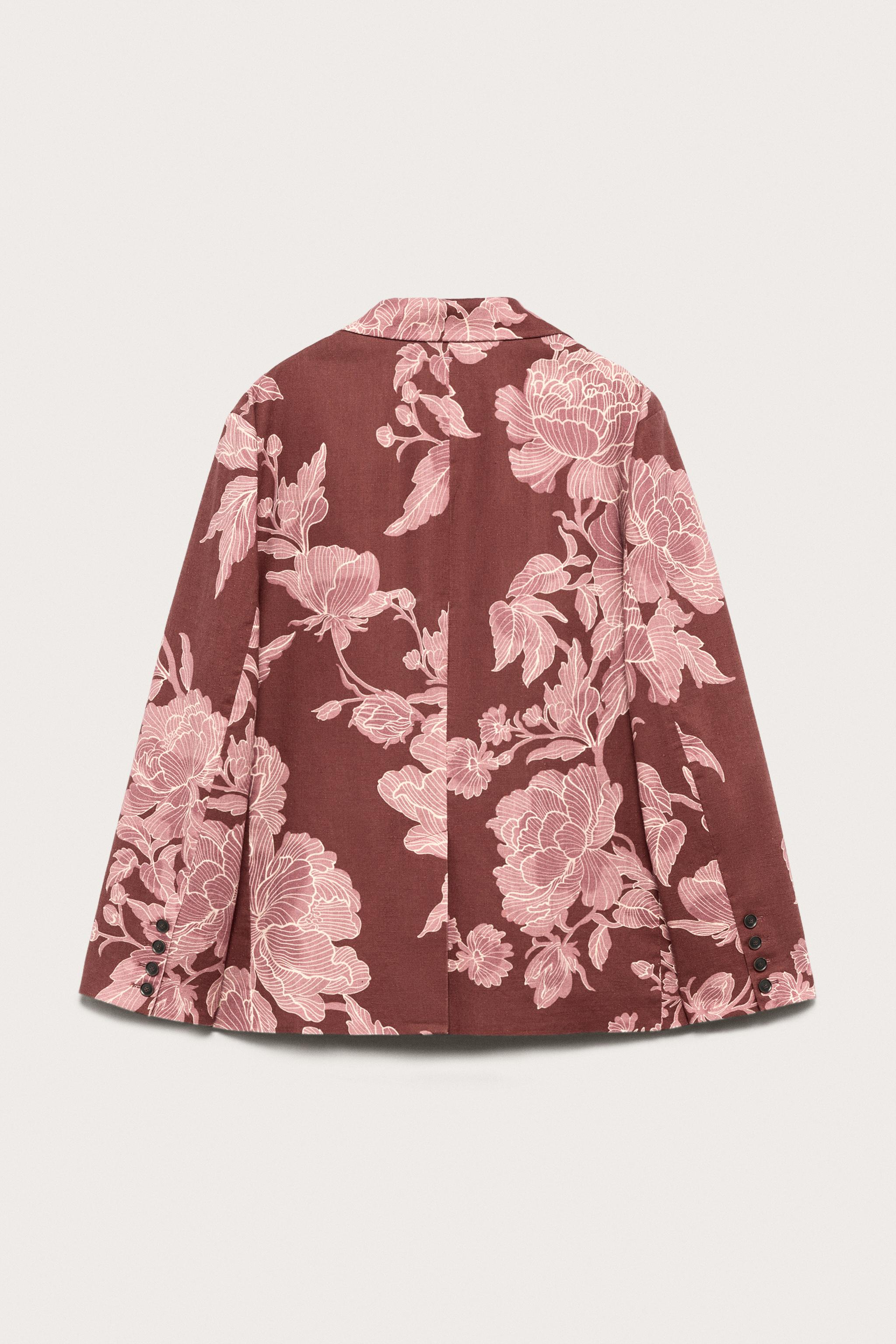 Мужские пиджаки Zara LIMITED EDITION PRINTED LINEN-COTTON RELAXED FIT BLAZER — фото 6