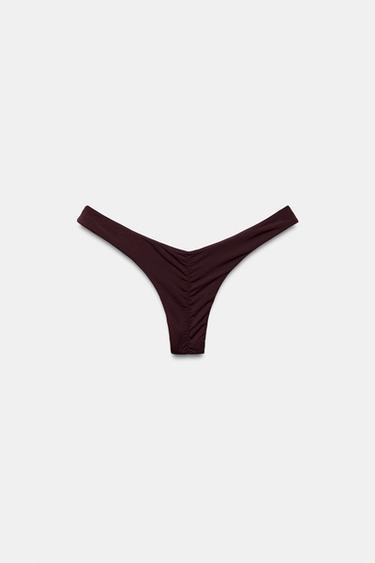 BAS DE BIKINI PLISSÉ - Marron de Zara - Image 6