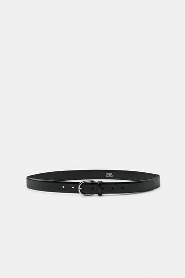 CINTURÓN PIEL HEBILLA OVALADA - Negro de Zara - Imagen 0