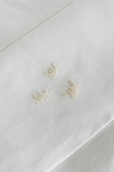 EMBROIDERED CRAB FLAT SHEET - White by Zara - Image 3