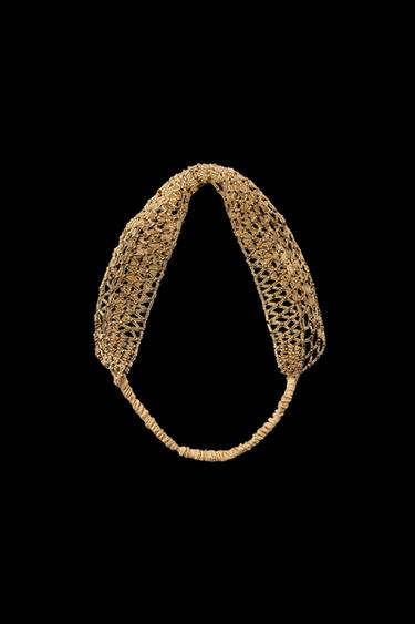 Zara BEADED GLITTER HEADBAND LIMITED EDITION - Golden - Image 0