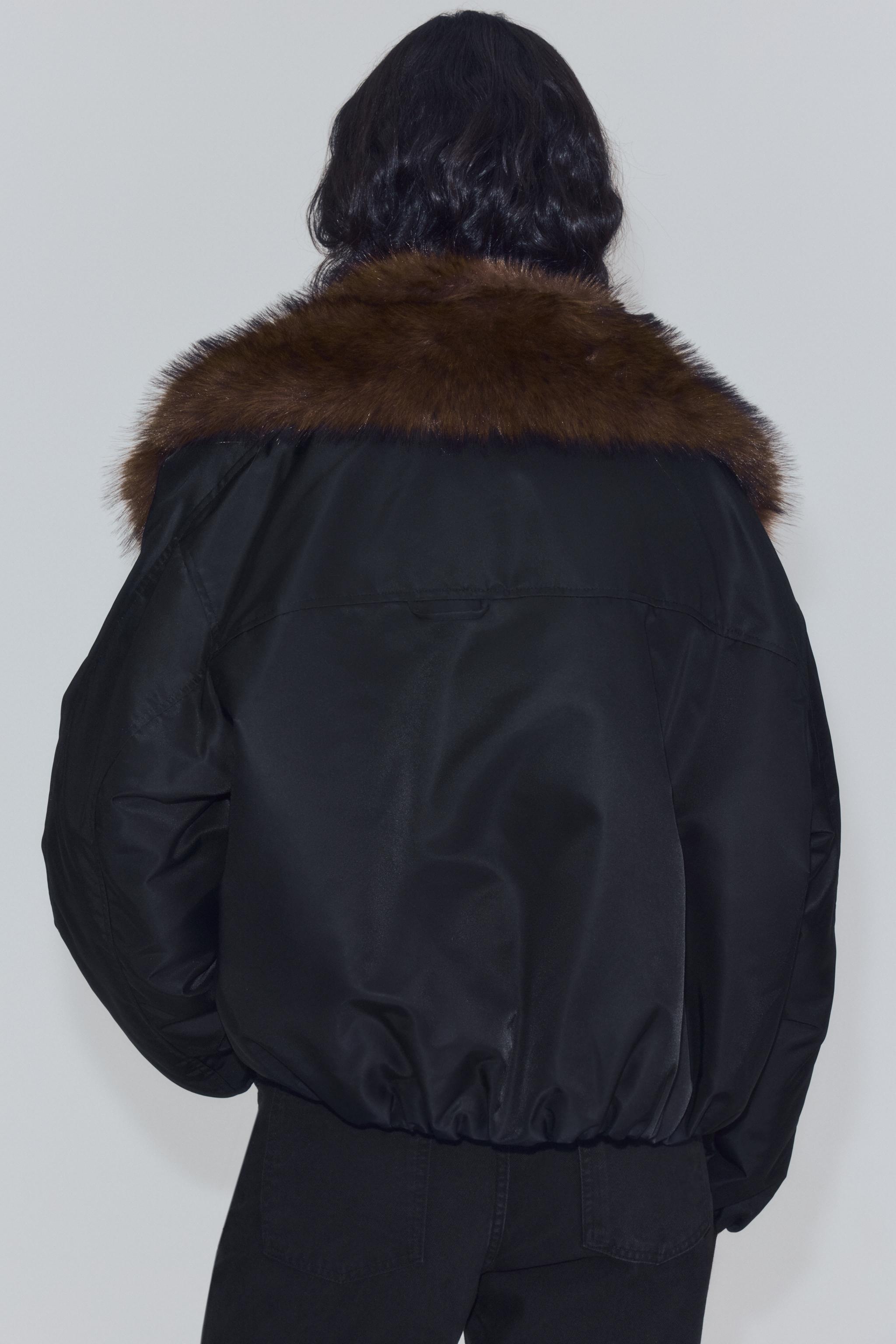 ZW COLLECTION FAUX FUR EFFECT COLLAR BOMBER JACKET