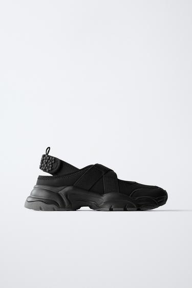 OPEN FLOWER TRAINERS - Black by Zara