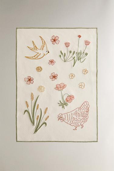 TORCHONS DE NETTOYAGE BRODERIE POULE - Écru de Zara - Image 1