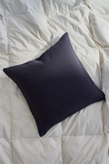 WASHED LINEN CUSHION COVER (400 GSM) - Blue by Zara