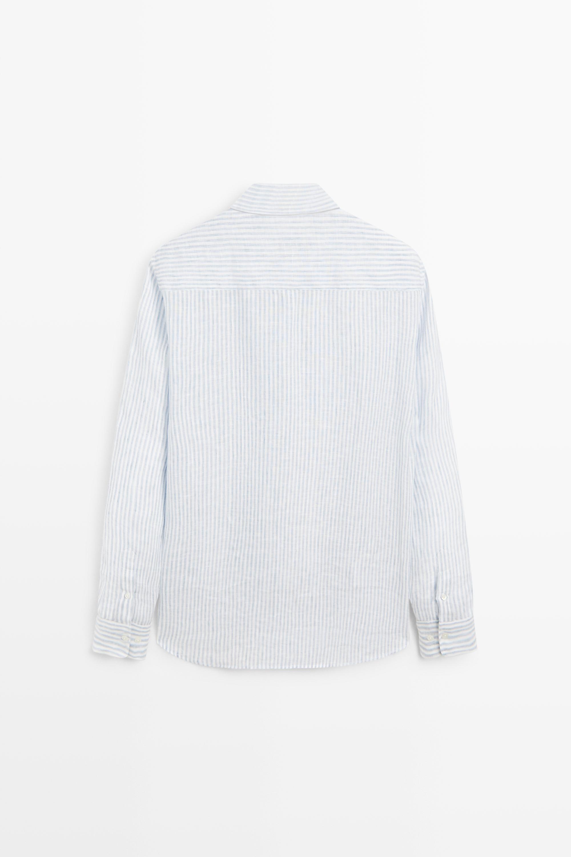 Chemise regular fit à rayures en lin