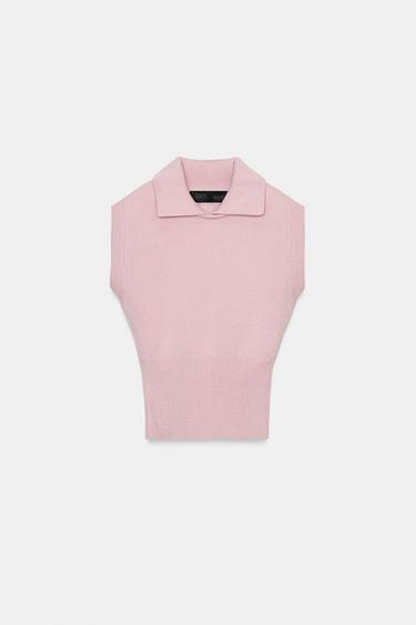 CHALECO POLO PUNTO - Rosa medio de Zara