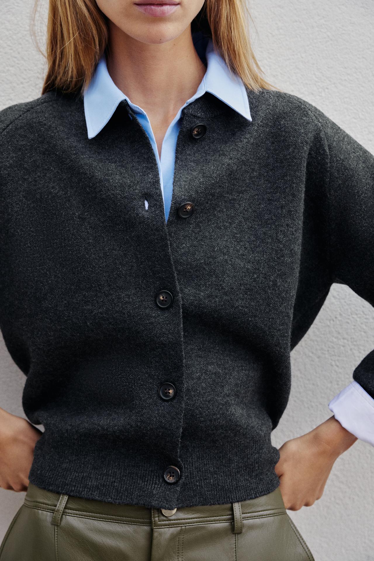 KNIT BOMBER JACKET — Anthracite grey