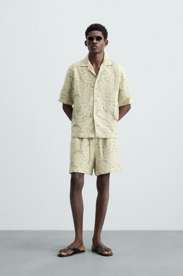 GEOMETRIC JACQUARD BERMUDA SHORTS - Khaki by Zara - Image 0